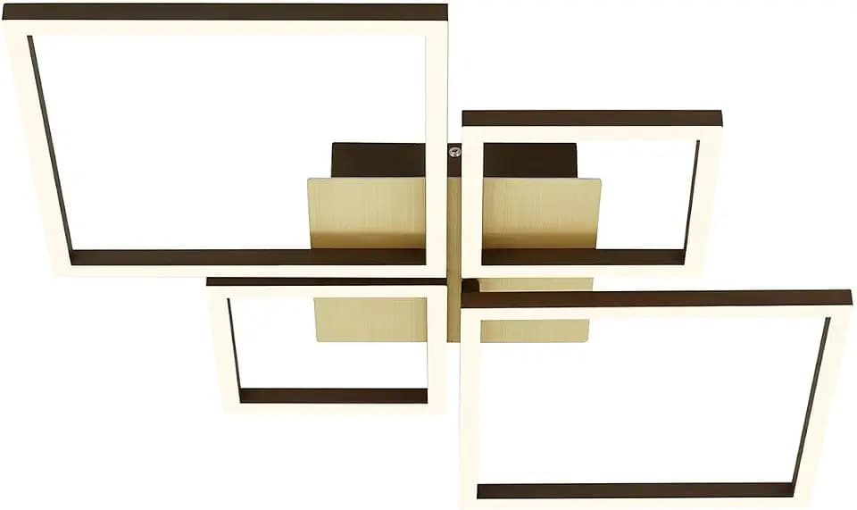 BRILONER Leuchten - Deckenlampe LED, Stufenweise Dimmbar, schwenkbare Deckenleuchte LED, Frame, goldfarbig-braun, 750x470x73 mm, 3128-017