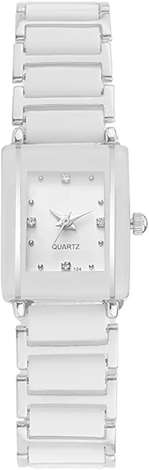BESTKANG Vintage Square Ceramic Ladies Quartz Watch with Diamond Accents, Waterproof, Elegant Women's Wrist Watch