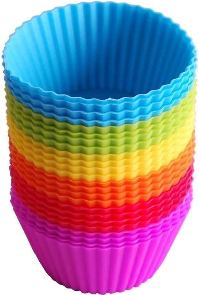 Muffin-Cupcake-Förmchen, Jumbo, 9,2 cm, wiederverwendbare Silikon-Backformen, 24 Stück, antihaftbeschichtet und leicht zu reinigen, buntes Küchen-Gebäckwerkzeug für Cupcakes und Yorkshire-Puddings von