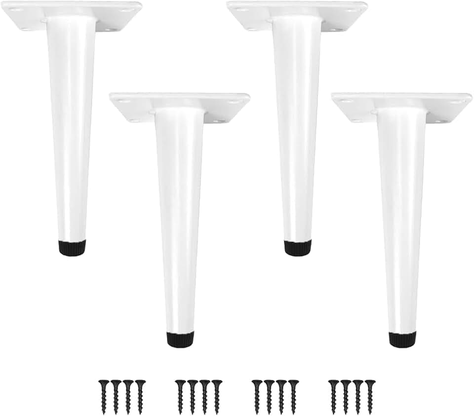 Möbelfüße 4 Stück Möbelbeine Kegel Schräg/Vertikale Möbelfüße Edelstahl mit rutschfeste Gummibasis DIY für TV-Schrank Bett Sofa Badschrank