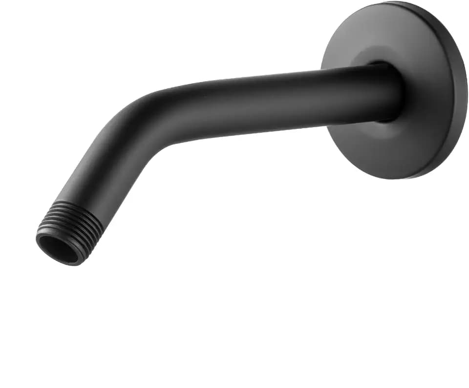 OFFO Shower Arm with Flange, 6-Inch Wall Mount Replacement Angle Shower Head Arm Wall-mounted For Fixed Shower Head & Handheld Showerhead, Matte Black