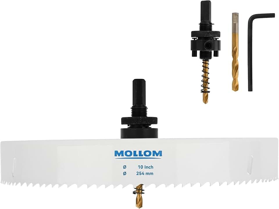 Mollom 254mm (10") HSS M42 Bi-Metall-Lochsäge 8% Kobalt mit Aufnahmedorn