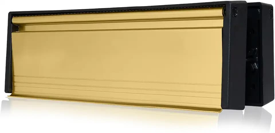 UAP MailPlate 12-Zoll-Briefschild aus poliertem Messing, hochwertiger, zugfester Briefkasten, Briefkasten mit Teleskopärmeln für PVC-Türen mit 40-80 mm Türstärke.