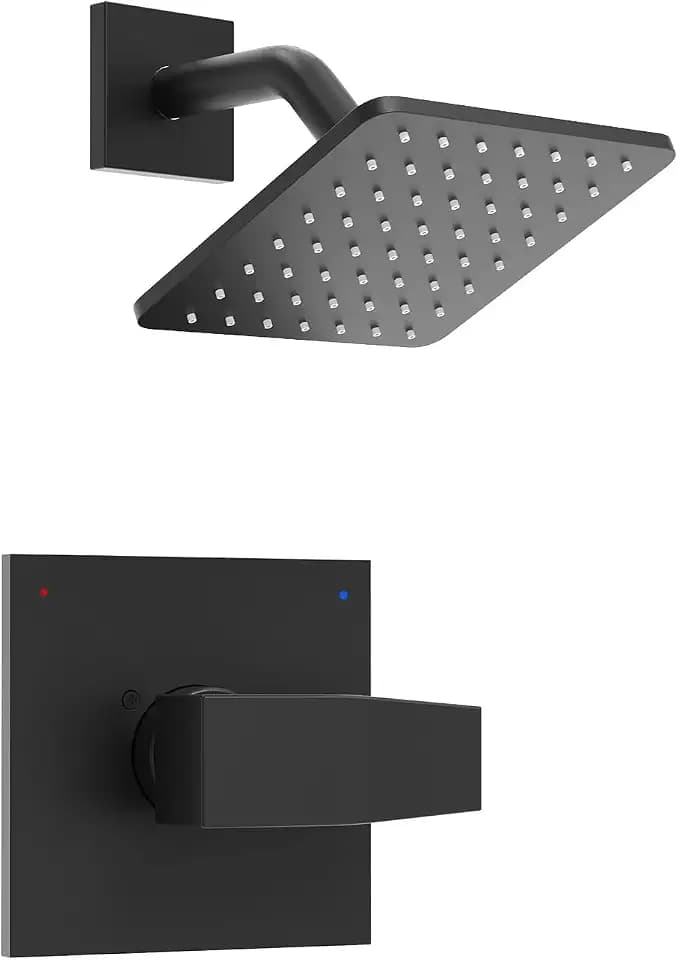 Replacement for Delta Shower Trim Kit 14 Series, High Pressure Matte Black Shower Faucet Set, 6-Inch Black Shower Head and Handle Set(Valve/Cartridge Not Included)