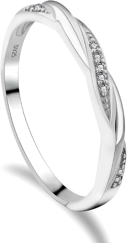 GULICX Silber Damen Ring, 925 Sterling Silber Hochzeitsringe Eheringe Verlobungsring Trauringe mit Weiß Zirkonia, Kreuz Liebesknoten Partnerring Größe 49-65, Kommt mit Geschenkbox