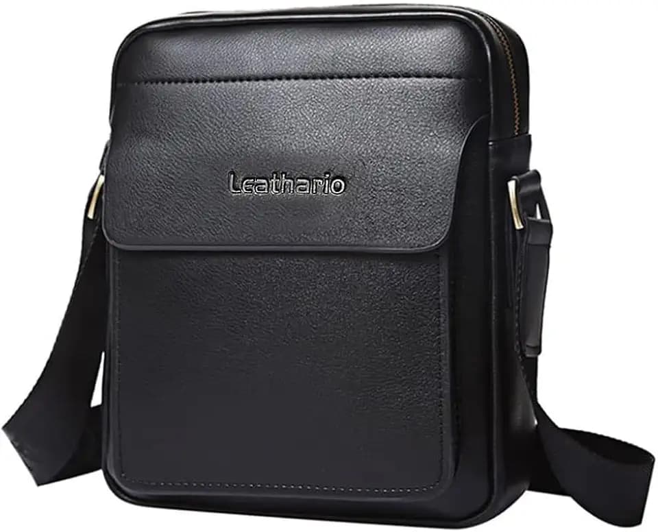 Leathario Crossbody Bag For Men Vegan Leather Shoulder Messenger Purse Sling Satchel Bag For Work Business Travel