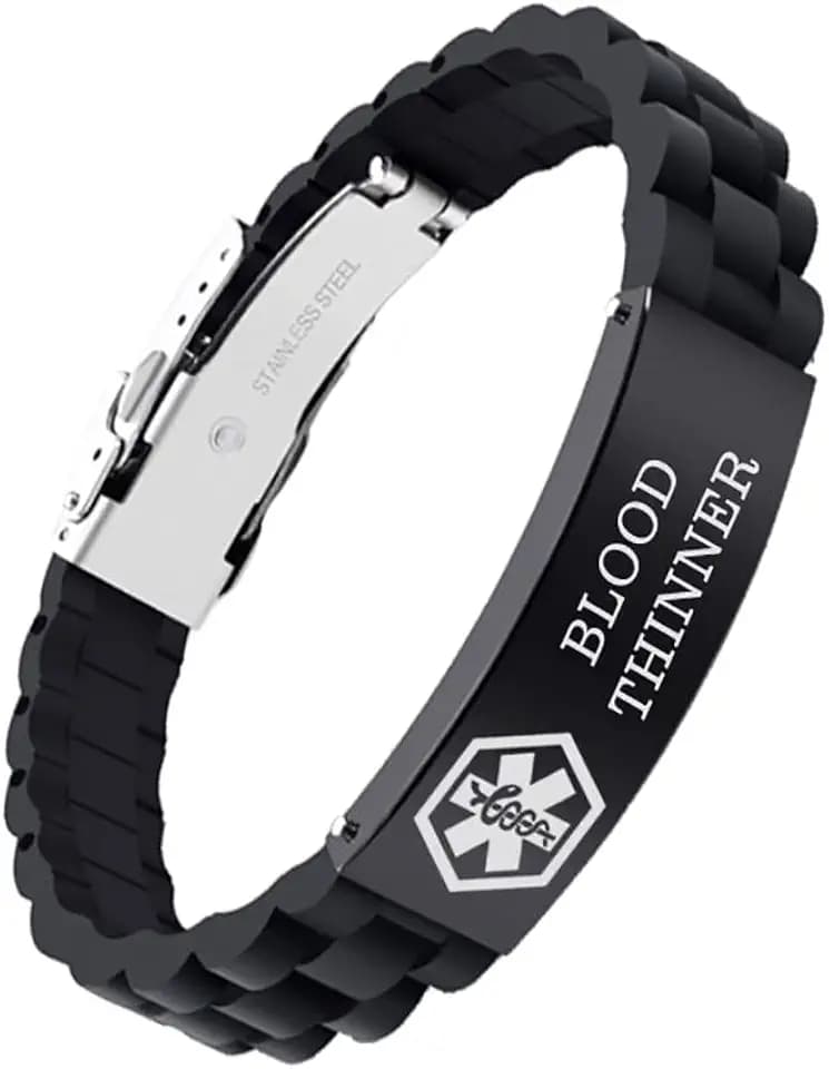 Medical Alert Bracelets for Men Women Adjustable Free Engraving Sport Silicone Medical ID Bracelets 8.5 Inches