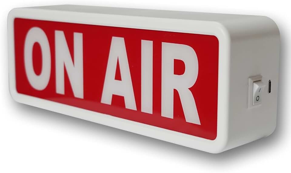 ON AIR Signs Light, Studio LED beleuchtet, dekorativ, einfacher einfacher EIN/AUS-Schalter, für die Aufnahme von Radio Bar Pub Dekoration… (Weiß)