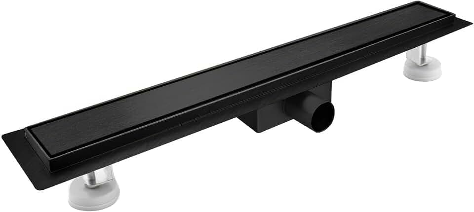 Duschrinne 120 cm, Schwarz Befliesbar Duschrinne flach, Edelstahl