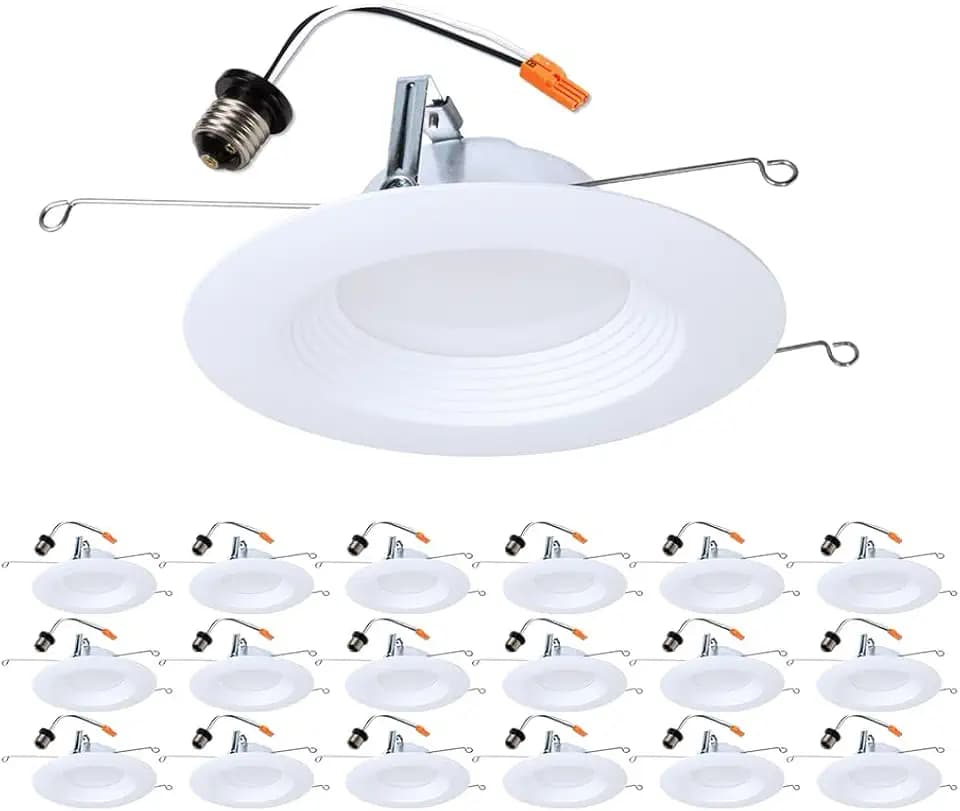 HALO LTE 5/6 inch LED recessed Can Light Trim 3000K, dimmable 600lm 18PK