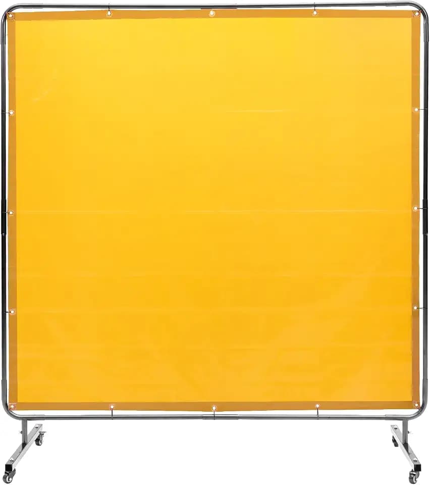 VEVOR Schweißvorhang 1,8 x 1,8 m Schweißschutzvorhang aus Flammhemmendem Vinyl Schweißschutzwand mit 4 Schwenkrädern und einem 6-stufigen UV-Schutz Schweißerdecke Schweißschutz Gelb