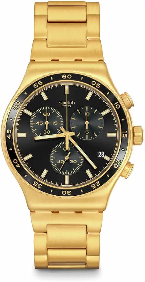Swatch I New Chrono Unisex Watch Casual Plastic Yellow Quartz Waterproof in The Black