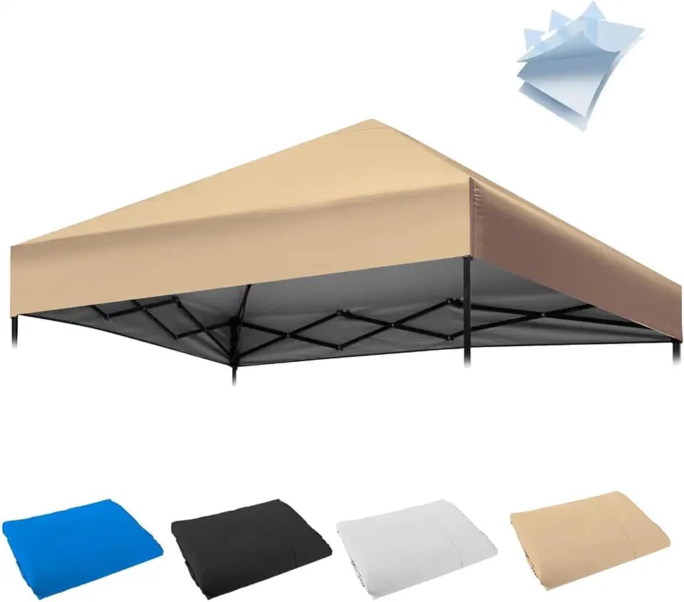 10×10FT Canopy Tent Replacement Top, Instant Pop Up Canopy Straight Leg Replacement Cover for Outdoor Garden Picnic, Camping (Beige)