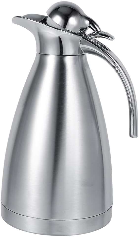 Thermo Jug Wärmflasche Isolierter Topf Kaffee Teekanne Edelstahl Doppelwand Vakuum (Silber, 1.5L)