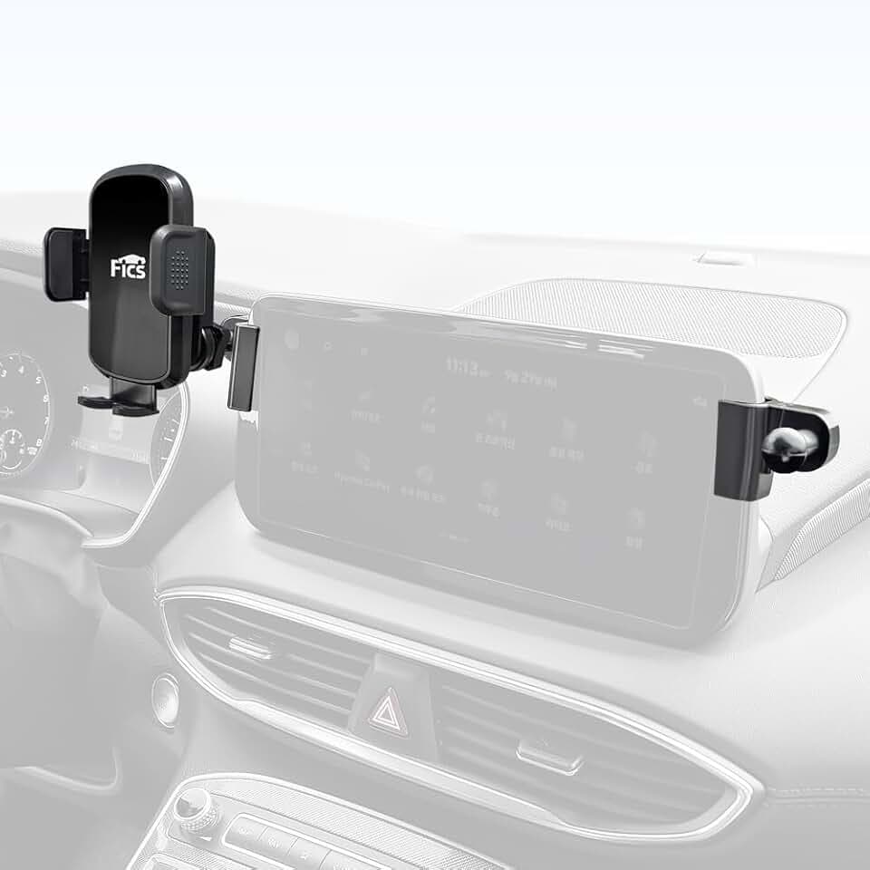 FICS Phone Holder for Hyundai Santa Fe 2021 2022 2023 Upper Trims with Wide Screen – Custom-Fit Mount for Seamless Display Integration, Interior Accessories for Navigation Use, Stable Driving View
