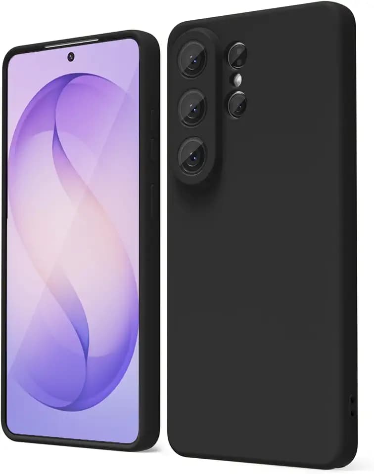 oakxco for Samsung Galaxy S26 Ultra Phone Case Liquid Silicone Grip, Cute Thin Slim Soft Rubber TPU Plain Smooth Gel Cover for Women Girl Aesthetic Design, Matte Solid Protective & Shockproof, Black