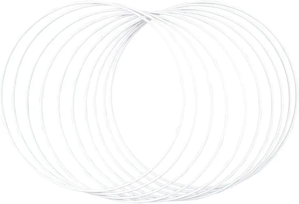 Rayher 25214102 Metallringe, 10 Stück (1er Pack), 25 cm ø, weiß beschichtet, Stärke ca. 3 mm, Drahtringe zum Basteln, für Wickeltechnik, Traumfänger, Floristik, Hochzeitskranz, Hoops