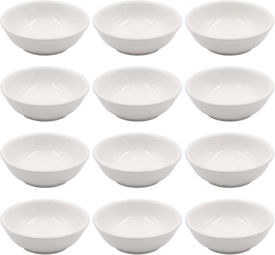 JIAC Dipschalen Weiß Porzellan 12 Stück 7.5x2.3 cm Keramik Weiß Stapelbar