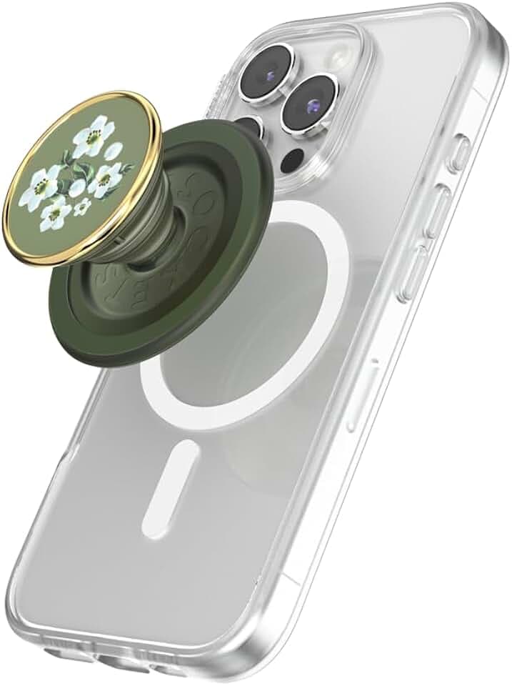 PopSockets Handy-Grip für MagSafe, Magnetischer Halter, Handyständer, Green - Floral Relief