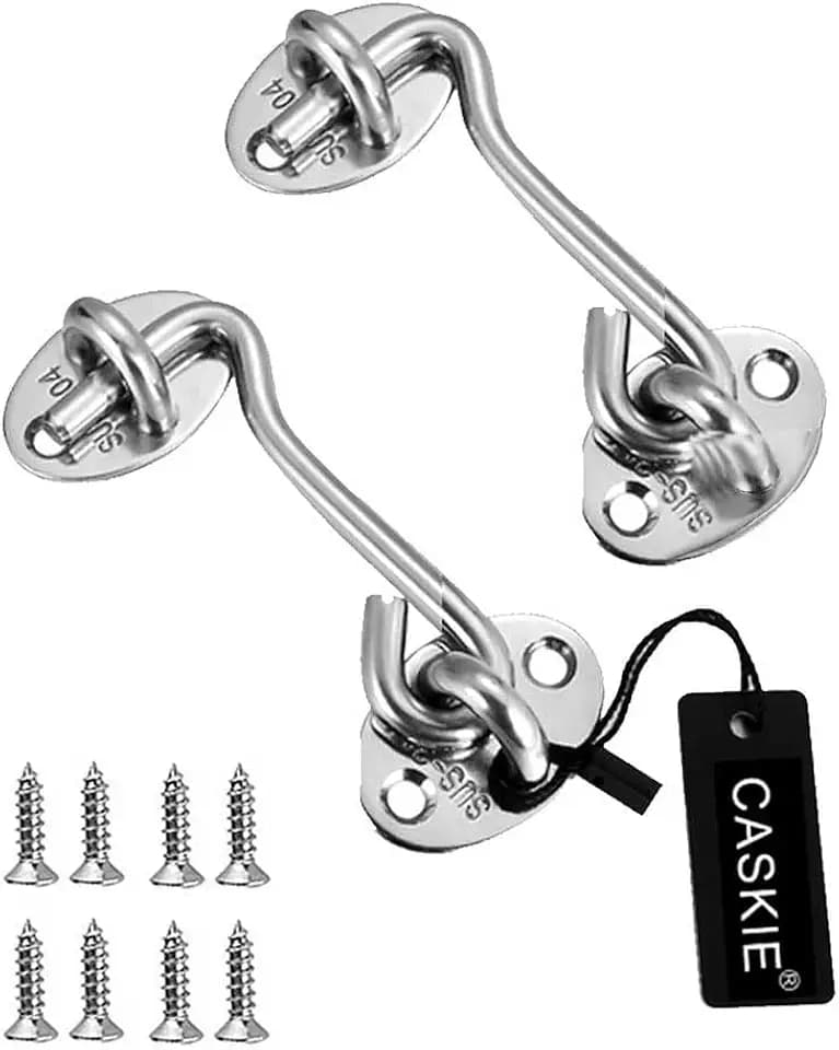 2 Stück 7,6 cm Edelstahl 304 Heavy Duty Kabinenhaken und Ösenschloss für Schuppen, Tor oder Garagentor CASKIE