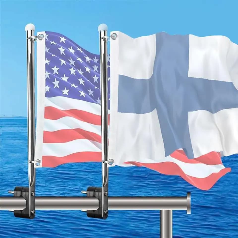 American Boat Flag Pole Kits Marine 12"x18", 2PCS Stainless Steel Boat Flag Pole with 1x Storage Bag, Adjustable Flagpole Holder Only American Flag Boat Accessories (12x18 Flag Pole)