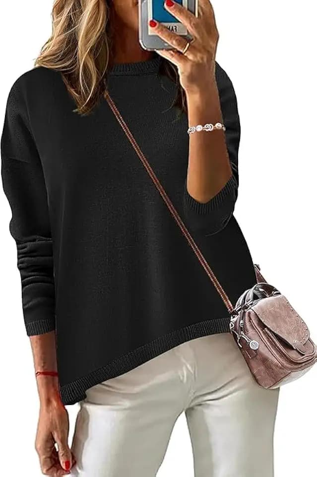 Womens Striped Lightweight Cotton Sweaters Long Sleeve Crew Neck Color Block Casual Knitted Pullover Tops