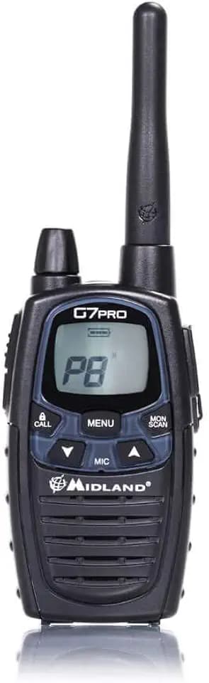 Midland G7 Pro C1090.14, Two-Way-Funkgerät Walkie Talkie, Dual Band 16 PMR446 Kanäle und 69 LPD, 4 wiederaufladbare Batterien, Gürtelclip, 1 Funkgerät, Schwarz