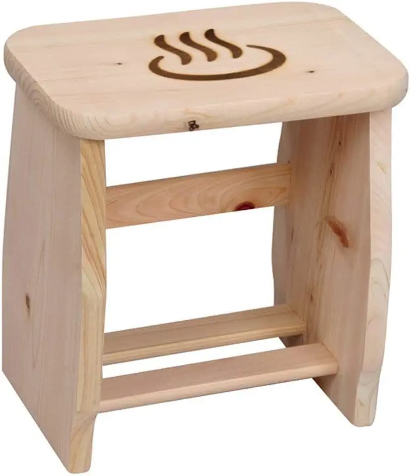 IPPINKA Natural Japanese Hinoki Onsen Spa Stool, Medium Style
