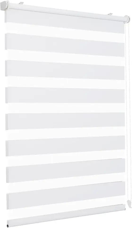 Sekey Doppelrollo Klemmfix ohne Bohren für Fenster, Doppelrollo 80 cm breit, Duo Rollo Jalousie Sonnenschutz, 80x130cm, Weiß