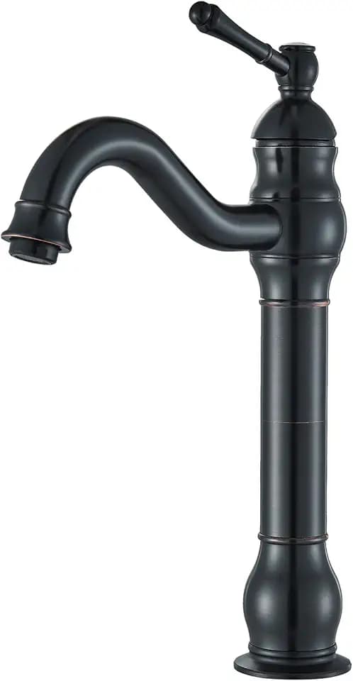 Rozin Wasserhahn Bad Schwarz Retro Hoch Waschtischarmatur 360°Schwenkbar Einhebel Waschbecken Armatur Badarmatur aus Messing für Badezimmer