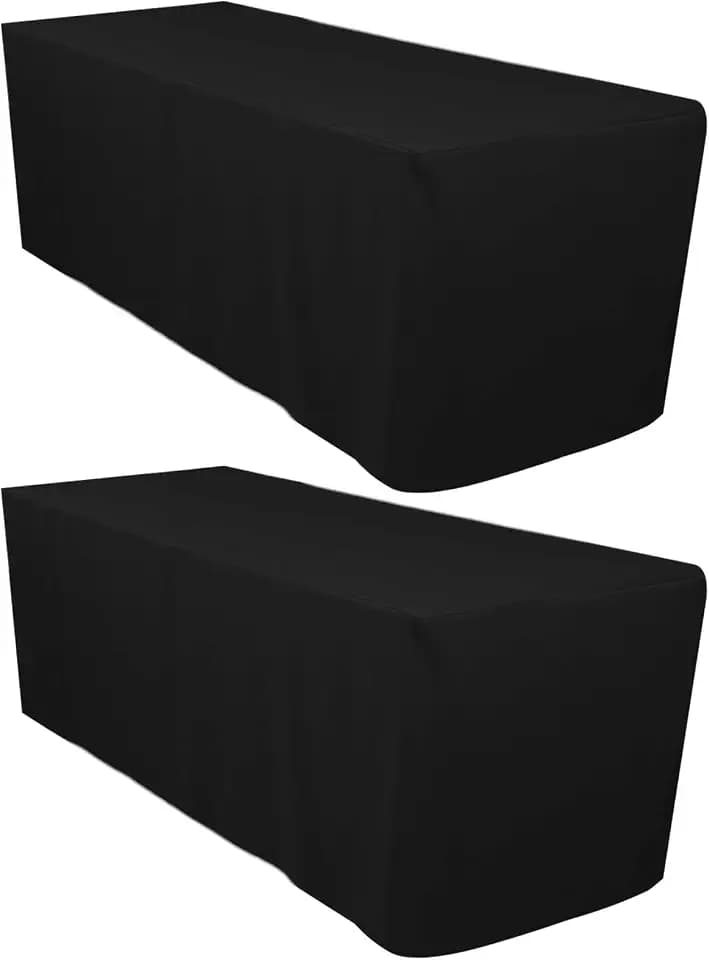 Surmente 2 Pack Black Table Cloths for 6 Foot Rectangle Tables, 30x72 Inch