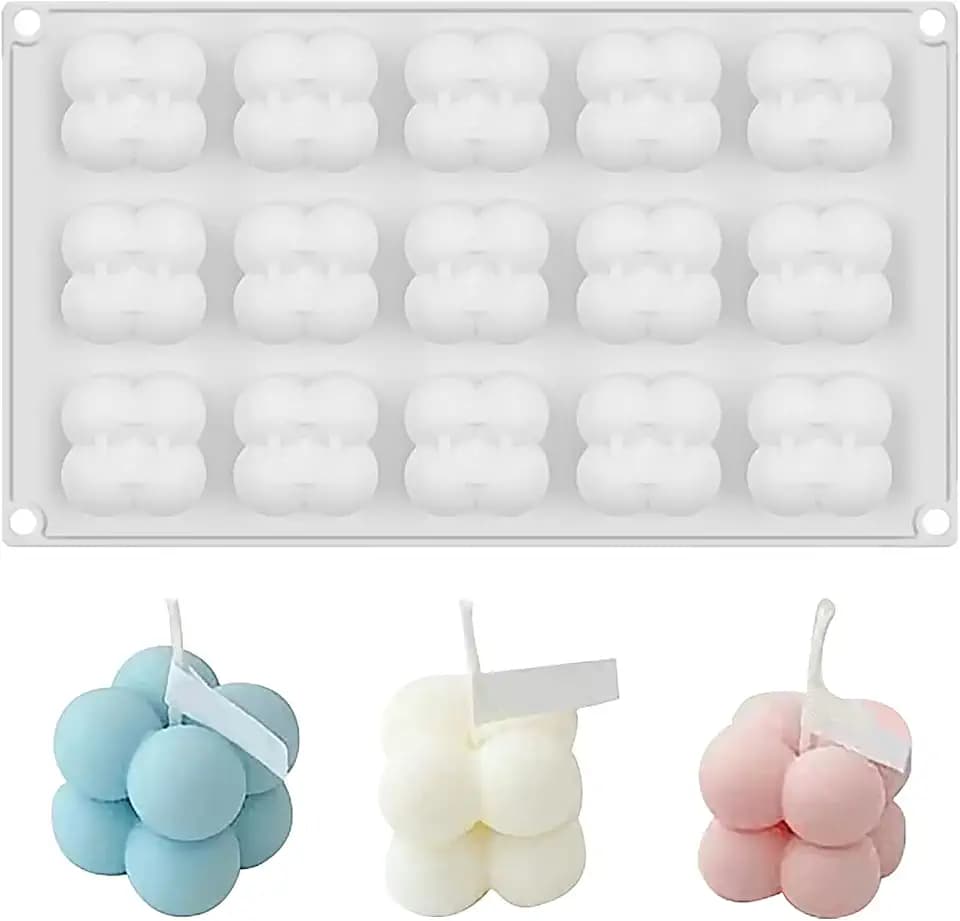 Bubble Kerzenform, 15 Löcher Silikonform Kerze, Kerzenformen Zum Gießen, Bubble Silikonform Kerze, Seife Form für DIY Kuchen, Duftkerze Sojawachs, Handgefertigte Seife, Schokolade, Kuchen