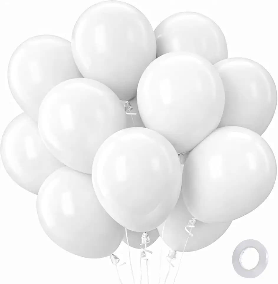 Patimate White Balloons 100pcs 12 Inch White Latex Party Balloons