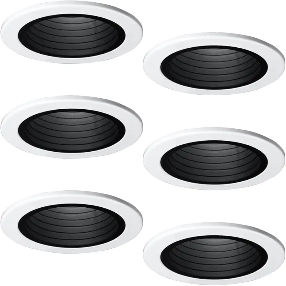 HALO RE-4001BB-6PK 4" Black Baffle Trim, White (6 Pack)