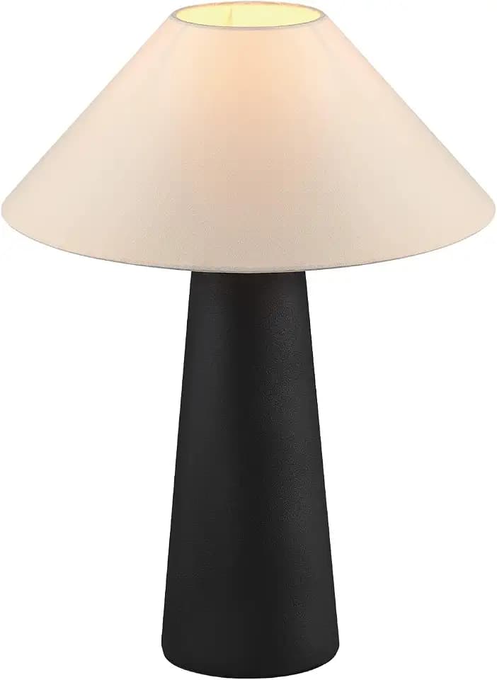 Globe Electric Novogratz x 18" Ceramic Table Lamp, Matte Black, Off-White Tapered Fabric Shade, in-Line Rocker Switch, 5 Ft. Clear Cord, Home Office, Desk, Living Room