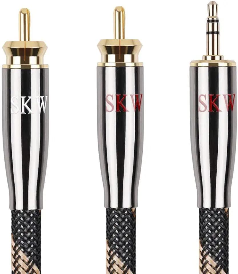 SKW Audiophile 3.5mm to Dual RCA Y Cable 4.9ft/1.5m 1/8" TRS to 2RCA Cable
