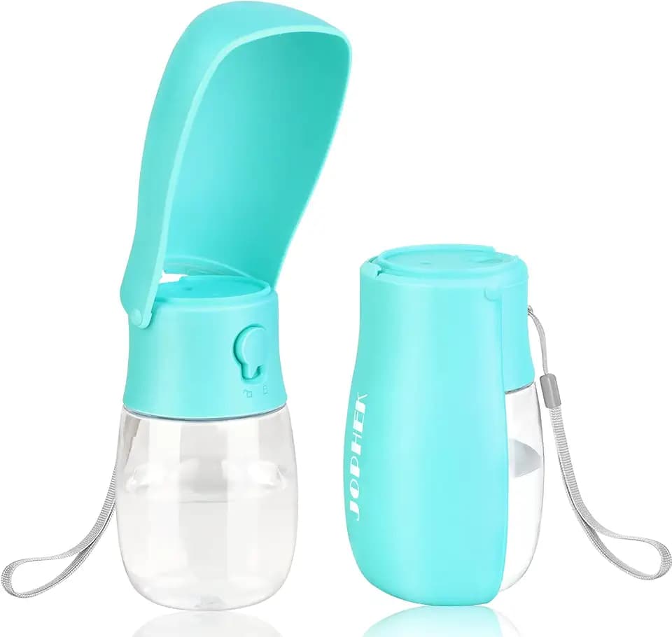JOPHEK 300ml Tragbare Haustier Trinkflasche, 180°Faltbare Hund Katze Haustiere Auslaufsicher Wasserflasche, Hunde Katzen Flasche mit Aktivkohlefilter für Täglich Spazieren Gehen Reisen Campen
