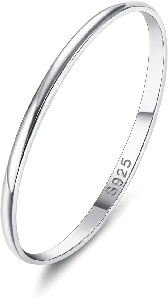MILACOLATO 925 Sterling Silver Ring for Women Men High Polished Plain Stackable Thumb Rings Tarnish Resistant Wedding Band Ring Comfort Fit Size 4 to 12, 1mm 2mm 3mm 4mm 5mm 6mm
