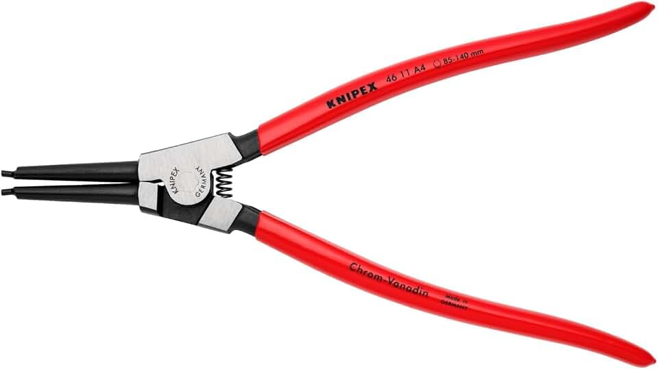 KNIPEX Tools - Circlip Pliers, External, Straight, 3 11/32"-5 1/2" Shaft Dia. (4611A4), 12.75 , Black