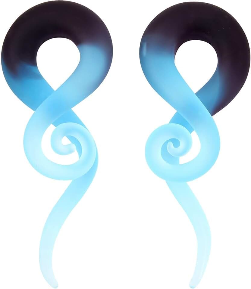 YOFANST 2pcs Glass Ear Tapers Plugs 4G-14mm Multi-Colors Twist Handmade Spiral Gauges Piercing Jewelry