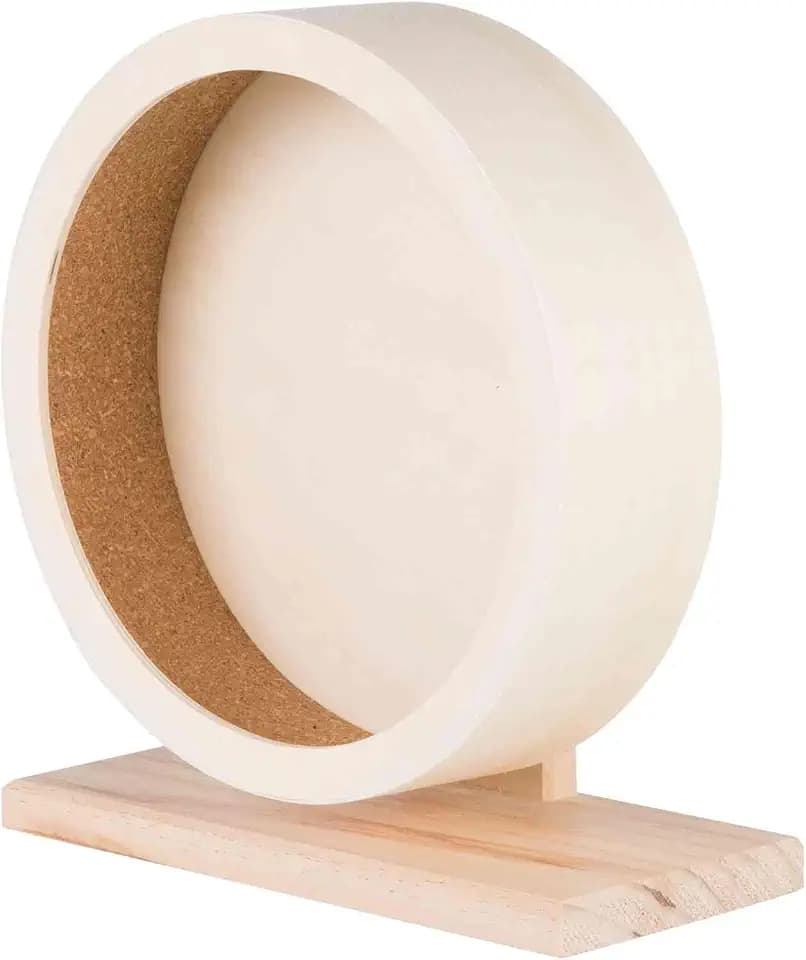 TRIXIE Holz-Laufrad ø 21 cm - unbehandelt - geschlossene Lauffläche mit Kork-Bezug - leichtgängiges Kugellager - 21 x 24 x 10 cm - 60922