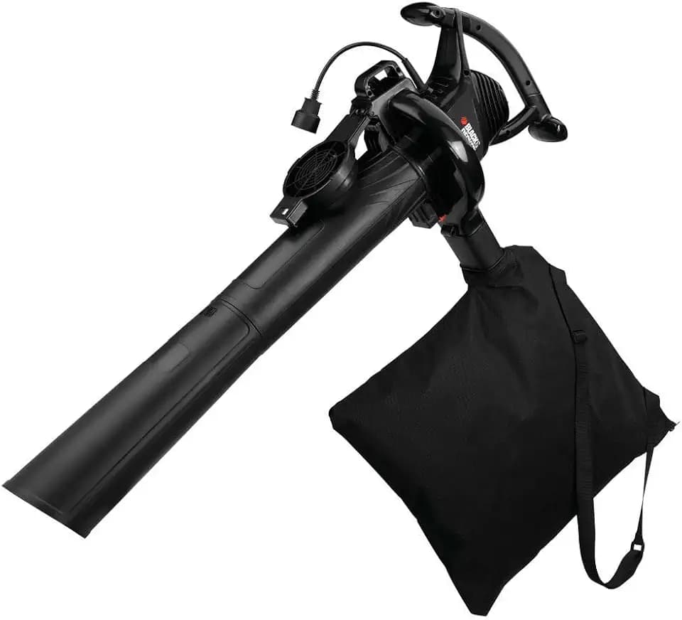BLACK+DECKER Electric Leaf Blower, Leaf Vacuum and Leaf Mulcher, 3-in-1 300 CFM 210 MPH 12-Amp Handheld Lightweight Corded Electric Combo Kit (BV3100)