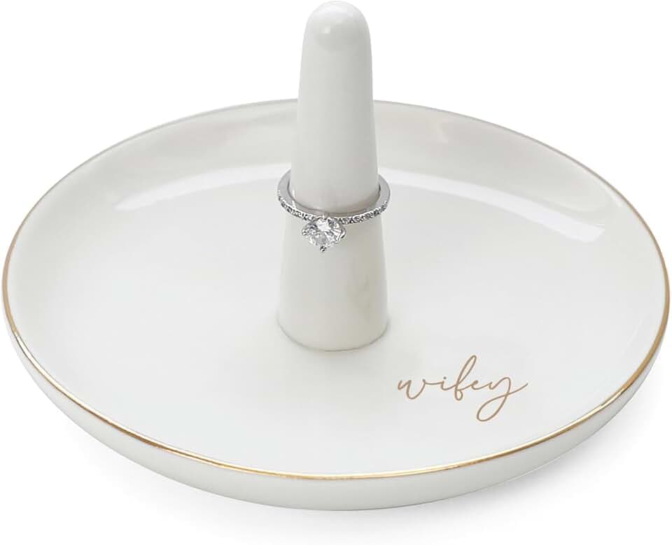 HOME SMILE Wifey Ring Holder, Bride Gifts for Wedding, Bridal Shower, Bachelorette Party, Engagement, Honeymoon-Valentine’s Day Anniversary Present from Husband Groom