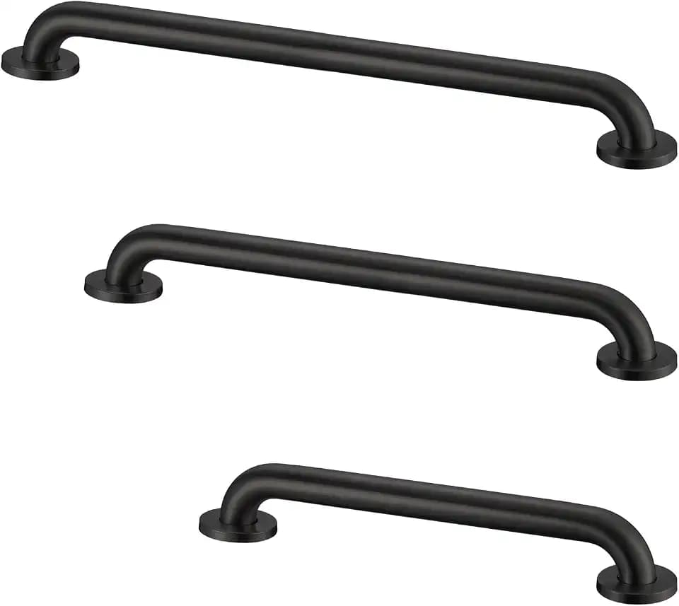 Stardrix Grab Bar Bundle for ADA Compliance, Matte Black Stainless Steel Grab Bar Set for Commercial and Residential Restrooms, 1.5" Diameter - 18", 36", 42" - Pack of 3