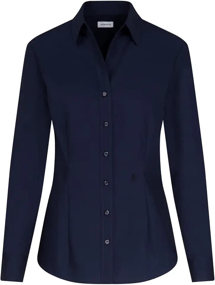 Damen Longbluse Oversized 1/1 Hemdblusenkragen 97% Baumwolle 3% Elastan