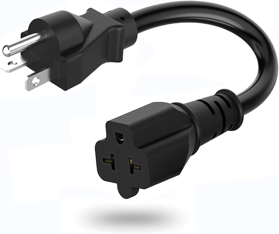 12AWG Heavy Duty Extender Plug Adapter, 20 Amp to 15 Amp Extension Cord, Nema 5-20P Plug Cable, Nema 5-20P to 5-20R/15R/ 6-15R/ 20R 20 A T-Blade Adapter Cable, 125V 15A to 20A 250V Power Cord, 1FT