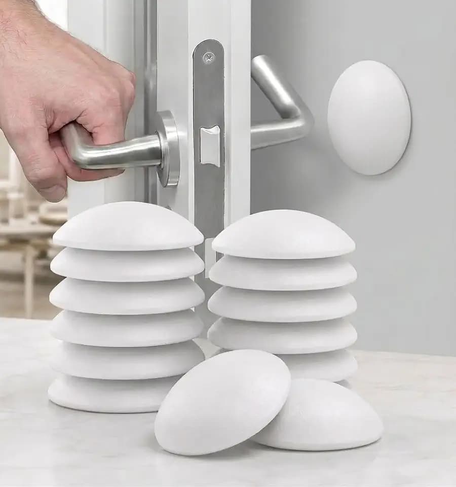 12x Original Bummsi Türstopper Wand Weiß selbstklebend – Made in Germany 50mm Gummipuffer als Wandschutz für Türklinke & schwere Türen – Premium Türklinkenpuffer