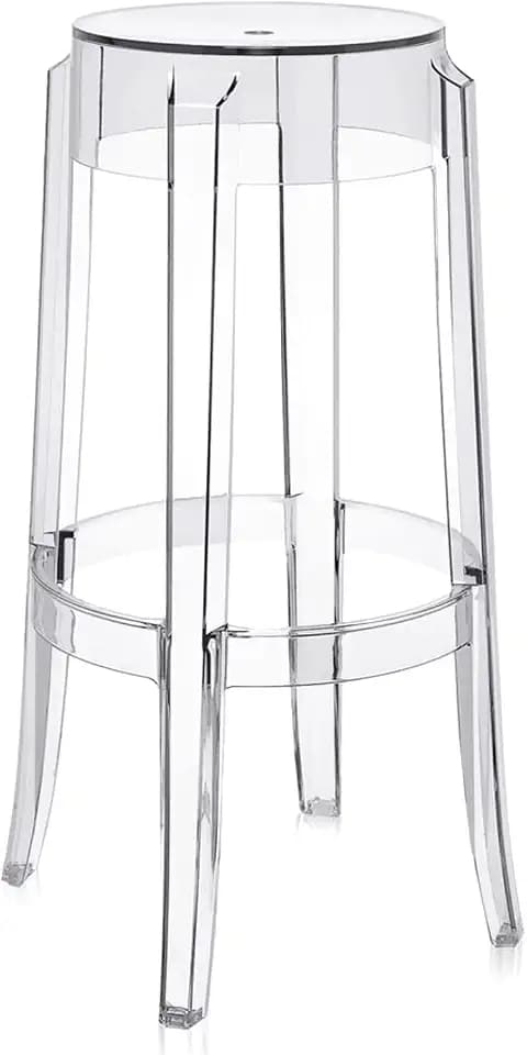 Kartell Charles Ghost, Hocker Large, H. 75 cm, Glasklar, 2er-Satz