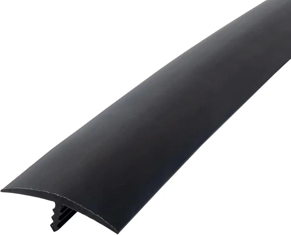Outwater Plastic T-molding 1-1/4 Inch Black Flexible Polyethylene Center Barb Tee Moulding 25 Foot Coil