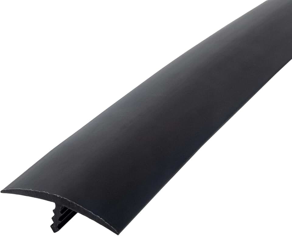 Outwater Plastic T-molding 1-1/4 Inch Black Flexible Polyethylene Center Barb Tee Moulding 12 Foot Coil